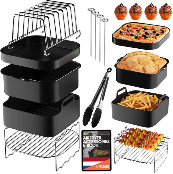 UNBOX Airfryer Accessoires Set XXL met bakjes en accessoires