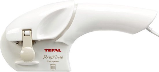 Tefal elektrische blikopener hangend aan de muur in de keuken