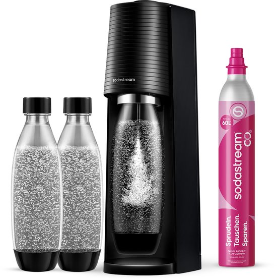 SodaStream Terra Megapack bruiswatermachine in het zwart met twee flessen