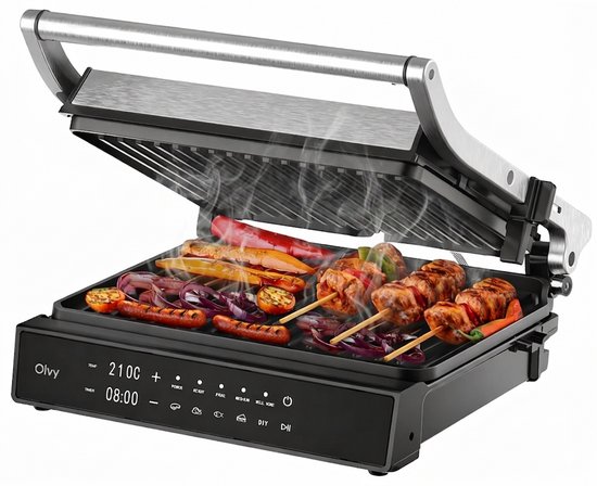 Olvy Contactgrill XL met uitneembare platen en touch display