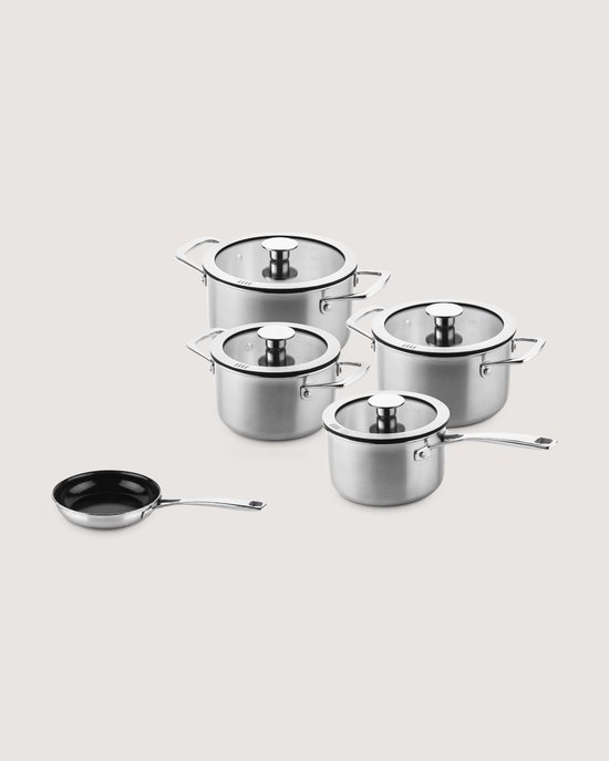 DUCQ 3-laags downdraft pannenset van 4 delen met gratis koekenpan