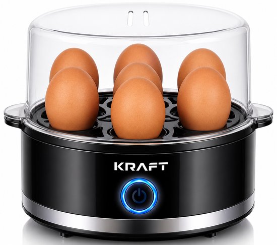 KRAFT Eierkoker Zwart met instelbare hardheid voor 7 eieren