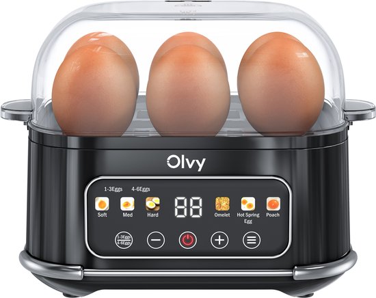 Olvy Smart Eierkoker met digitaal display en timer voor 6 eieren