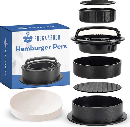 Roegaarden hamburgerpers en tofu pers in het zwart