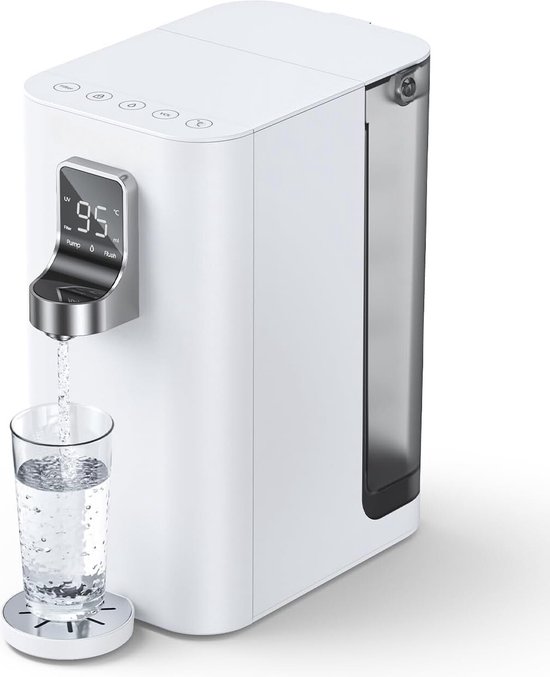 Mobiele warmwaterdispenser met omgekeerde-osmosefilter voor kalkvrij drinkwater