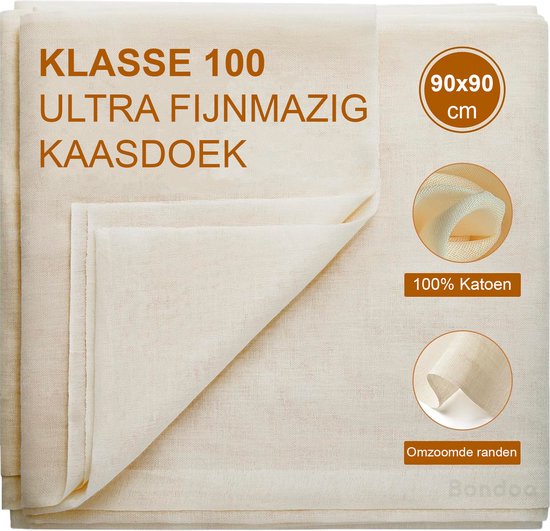 Bondoo kaasdoek klasse 100 ultra fijnmazig van 90 bij 90 centimeter