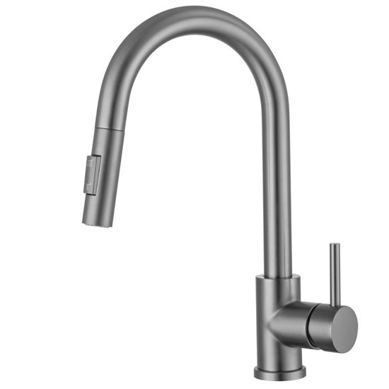 Lomazoo keukenkraan met uittrekbare uitloop in gun metal zwart