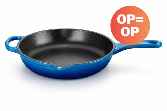Bonapi geëmailleerde gietijzeren koekenpan van 26 centimeter in azuurblauw