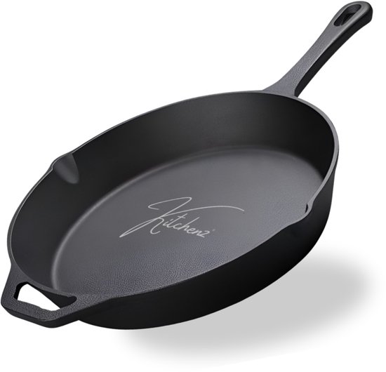 Kitchenz gietijzeren skillet koekenpan van 30 centimeter met schenktuit