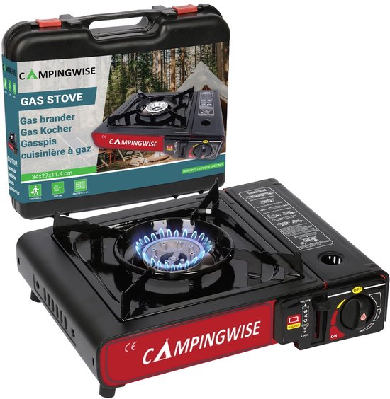 CampingWise draagbaar gasfornuis 1-pits met draagkoffer