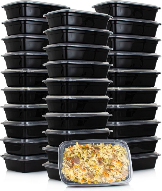Nimma meal prep bakjes set van 30 stuks in zwart