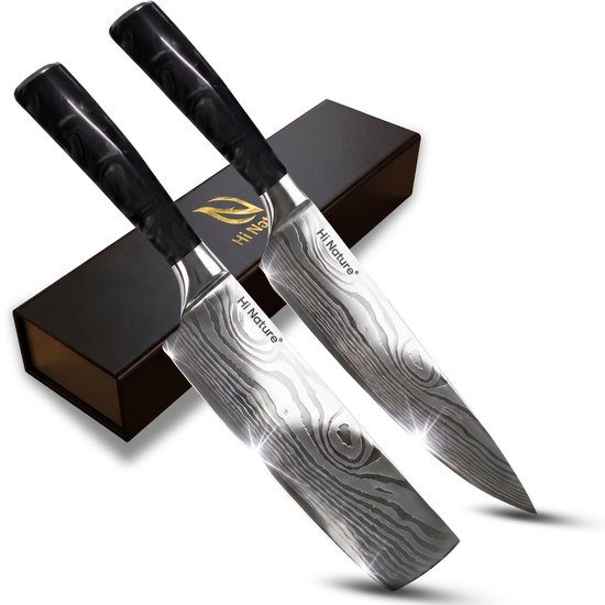 HI NATURE koksmessen set met chef's knife en nakiri mes in Japanse stijl