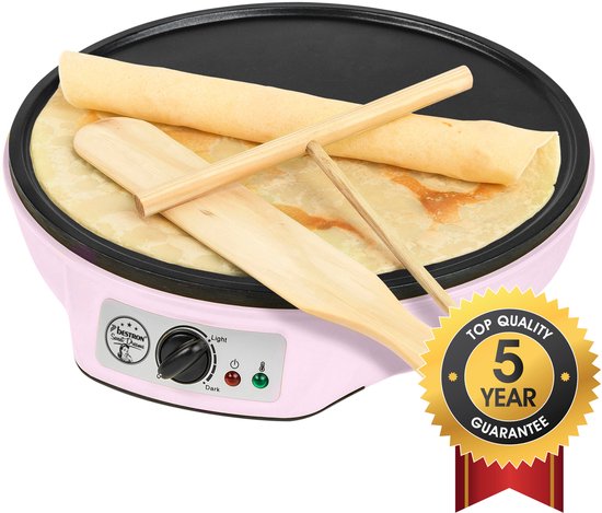 Bestron ASW602P crêpemaker in het roze met deegverdeler