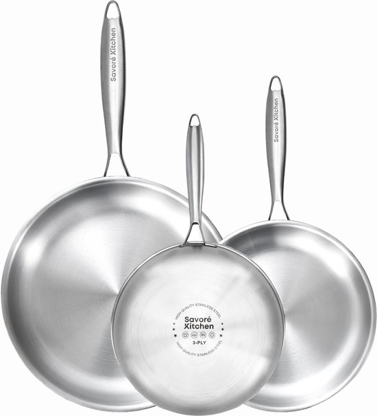 Savoré Kitchen RVS koekenpannenset van 3 delen