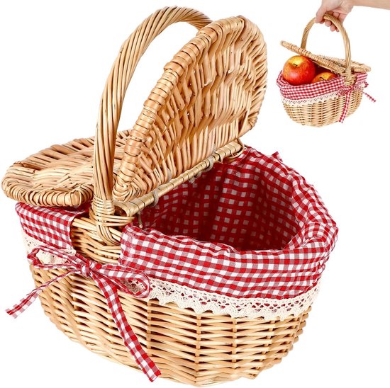 VHV rieten picknickmand voor 2 personen in vintage stijl