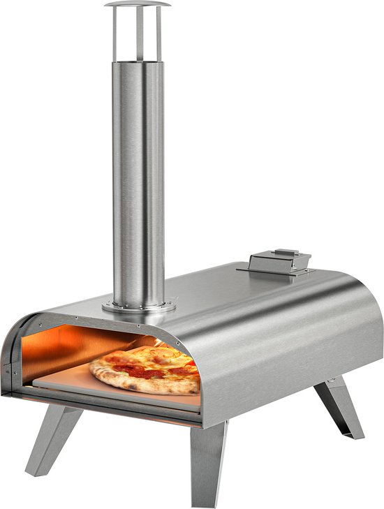 KitchenBrothers houtgestookte pizza oven voor buiten met inklapbaar onderstel