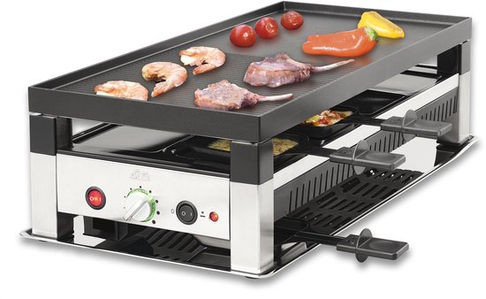 Solis Raclette en Pizza Grill voor 8 personen in RVS