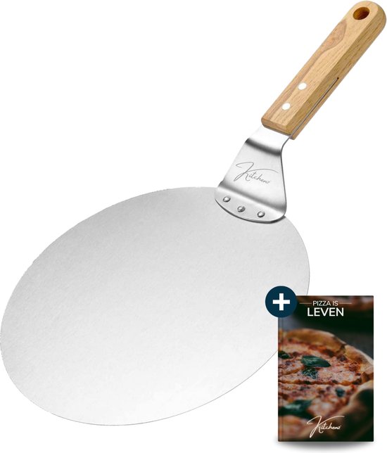 Kitchenz Pizzaschep van RVS met houten handvat, 31 centimeter