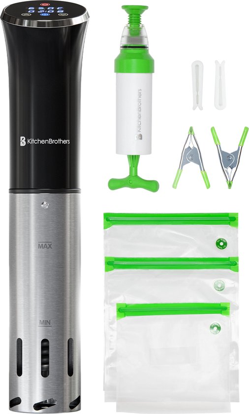 KitchenBrothers Sous Vide Stick complete set met kookboek en vacuumzakken
