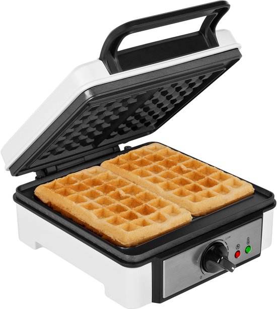Princess Wafelijzer 132397 in het wit met gaufrier-design