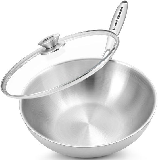 Savoré Kitchen RVS wokpan met deksel