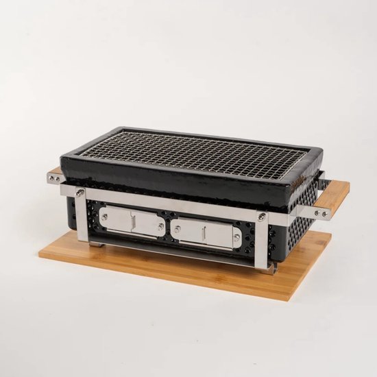 LIVIN' rechthoekige Shichirin BBQ met onderplaat en tang