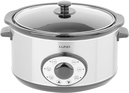 Lund Slowcooker met timer van 4,5 liter met keramische kom