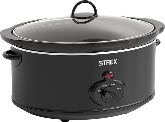 Strex Slowcooker van 6,5 liter met roestvrijstalen behuizing