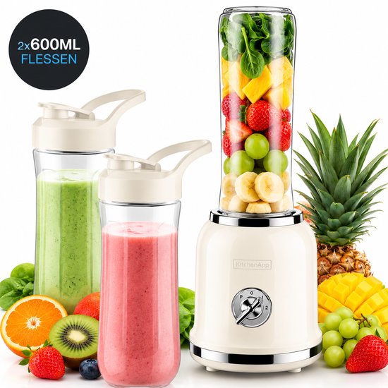 KitchenApp Retro Blender To Go in beige retro uitvoering