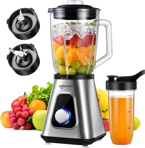 Safecourt Kitchen Blender met glazen kan en to-go beker