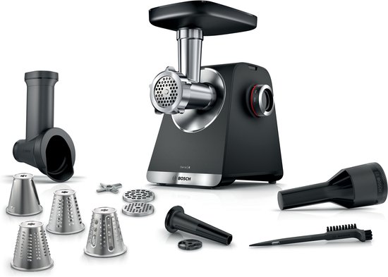 Bosch MFWS641B Serie 6 vleesmolen in zwart met metallic zilver