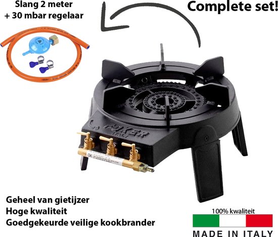 Foker Originele Wokbrander set van gietijzer met uitneembare ring